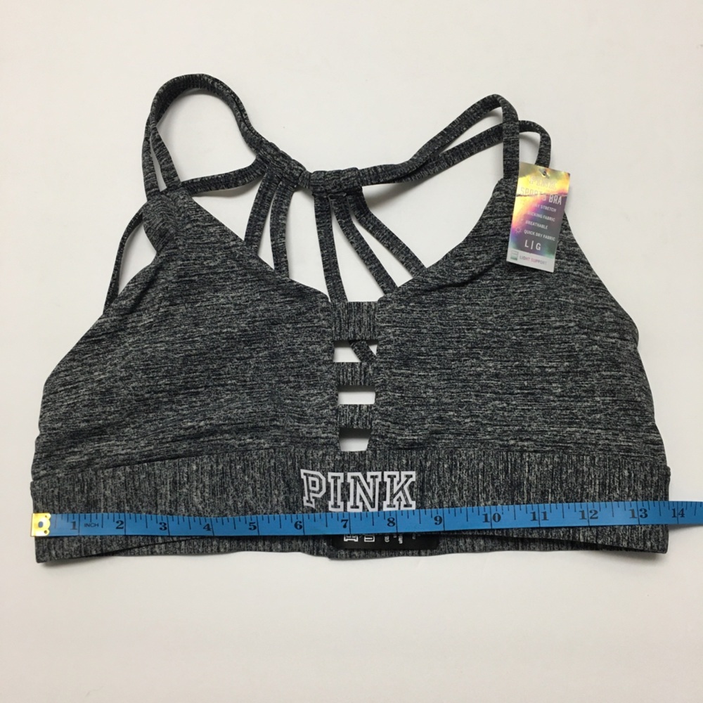 NEW Pink Victoria Secret Ultimate Light Support Sports Bra Large Gray Yo… - Picture 4 of 5